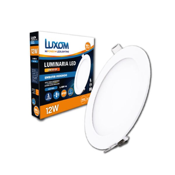 Plafon Led Redondo 12w de Embutir Fria