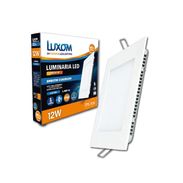 Plafón Led 12w Cuadrado de Embutir L/Fria