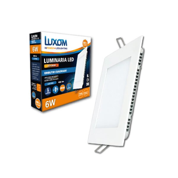 Plafón Led 6w Cuadrado de Embutir L/Fria