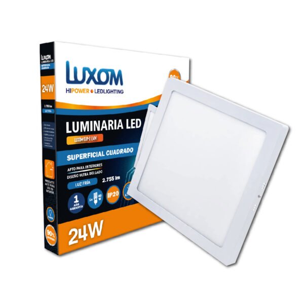 Plafon Led 24W Cuadrado Superficial Fria