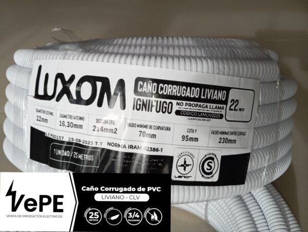 Corrugado ignífugo 7/8" (22mm) x 25 Mts